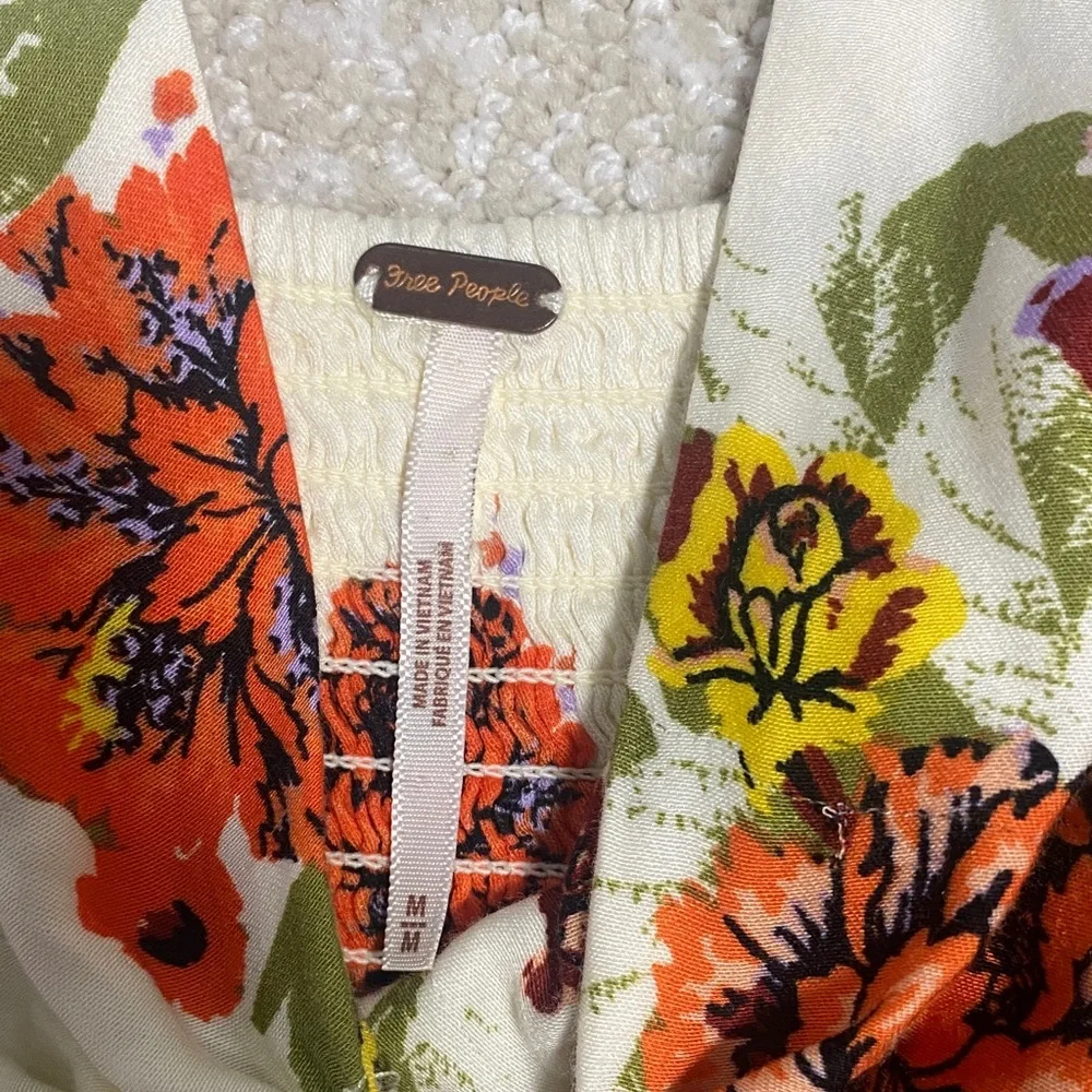 Free People Cream Floral Mini Dress Size M